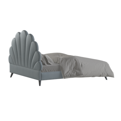 Evelina Curved Headboard Bed in Soft Upholstery