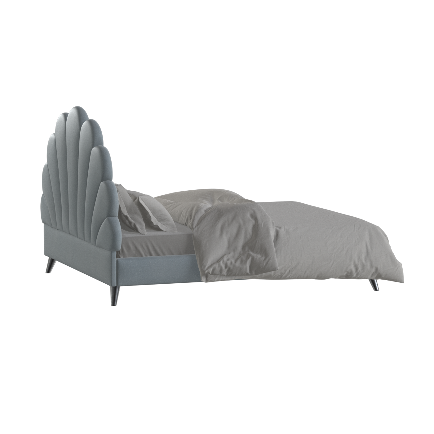 Evelina Curved Headboard Bed in Soft Upholstery