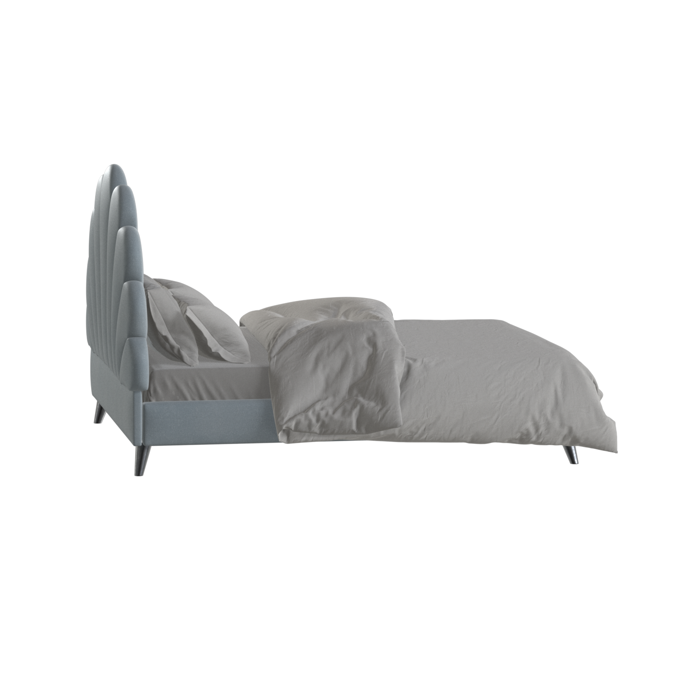Evelina Curved Headboard Bed in Soft Upholstery