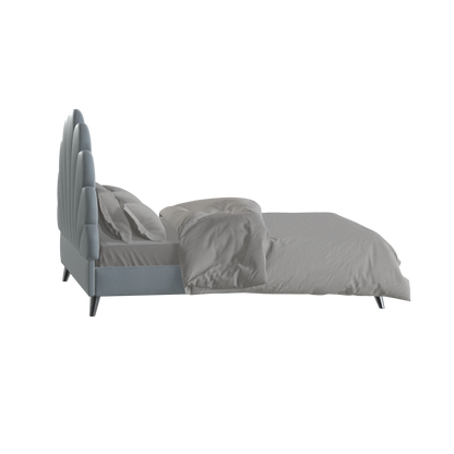 Evelina Curved Headboard Bed in Soft Upholstery