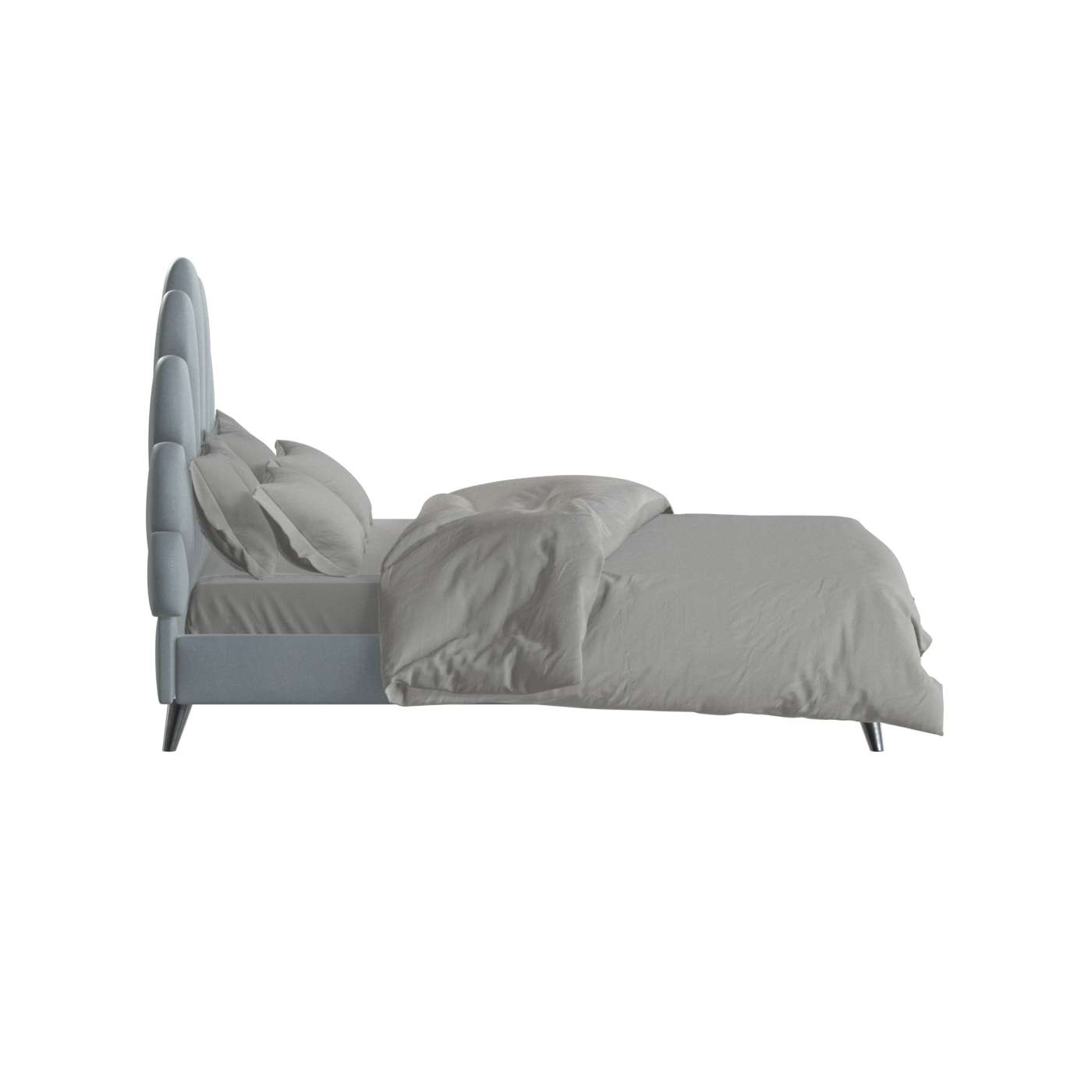 Evelina Curved Headboard Bed in Soft Upholstery