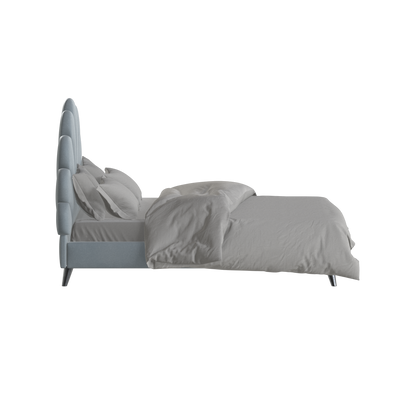 Evelina Curved Headboard Bed in Soft Upholstery