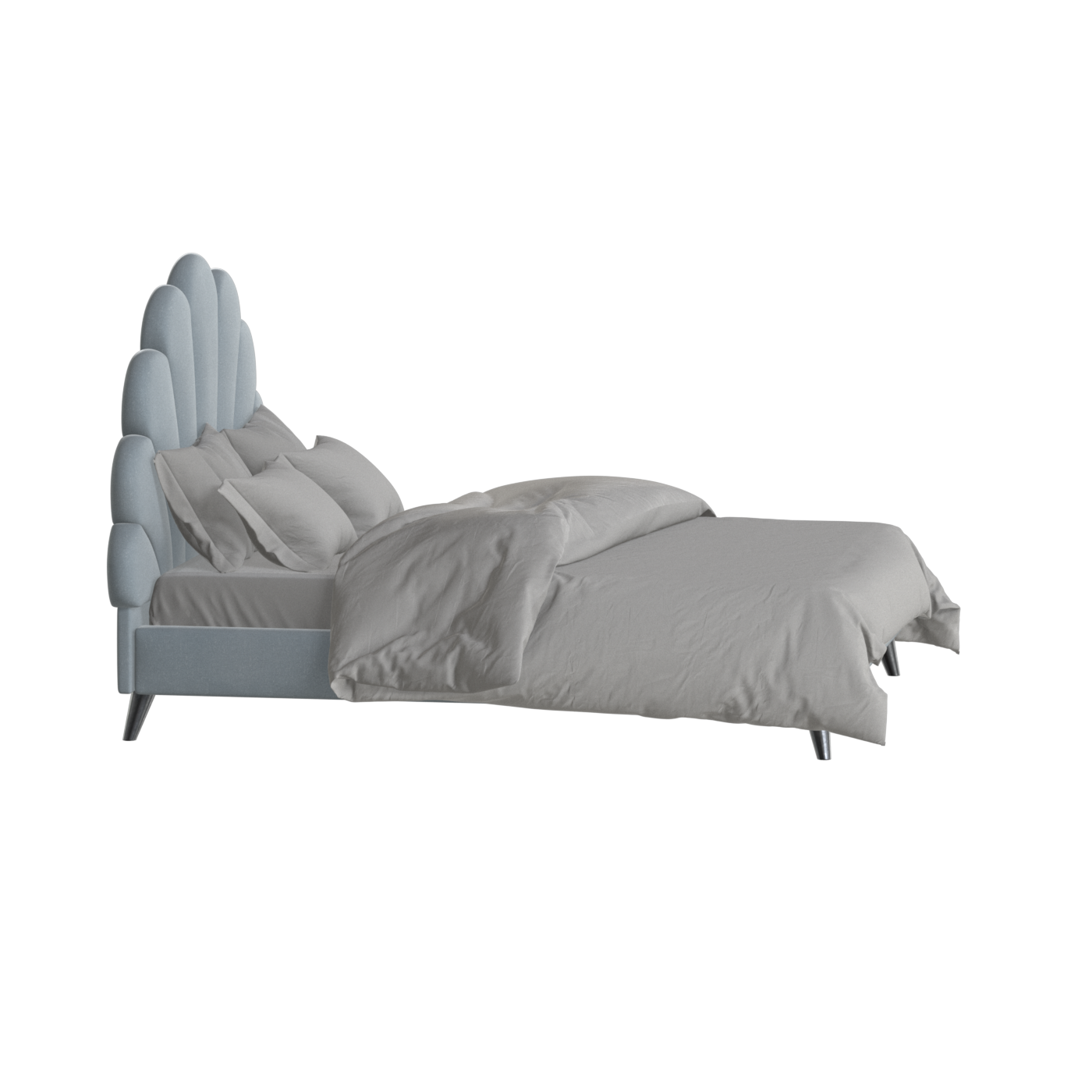 Evelina Curved Headboard Bed in Soft Upholstery