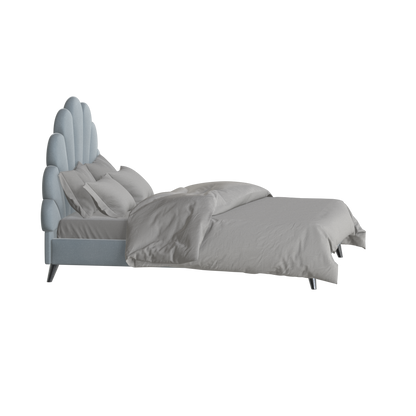 Evelina Curved Headboard Bed in Soft Upholstery