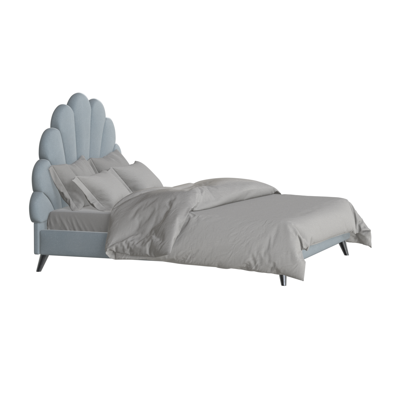 Evelina Curved Headboard Bed in Soft Upholstery