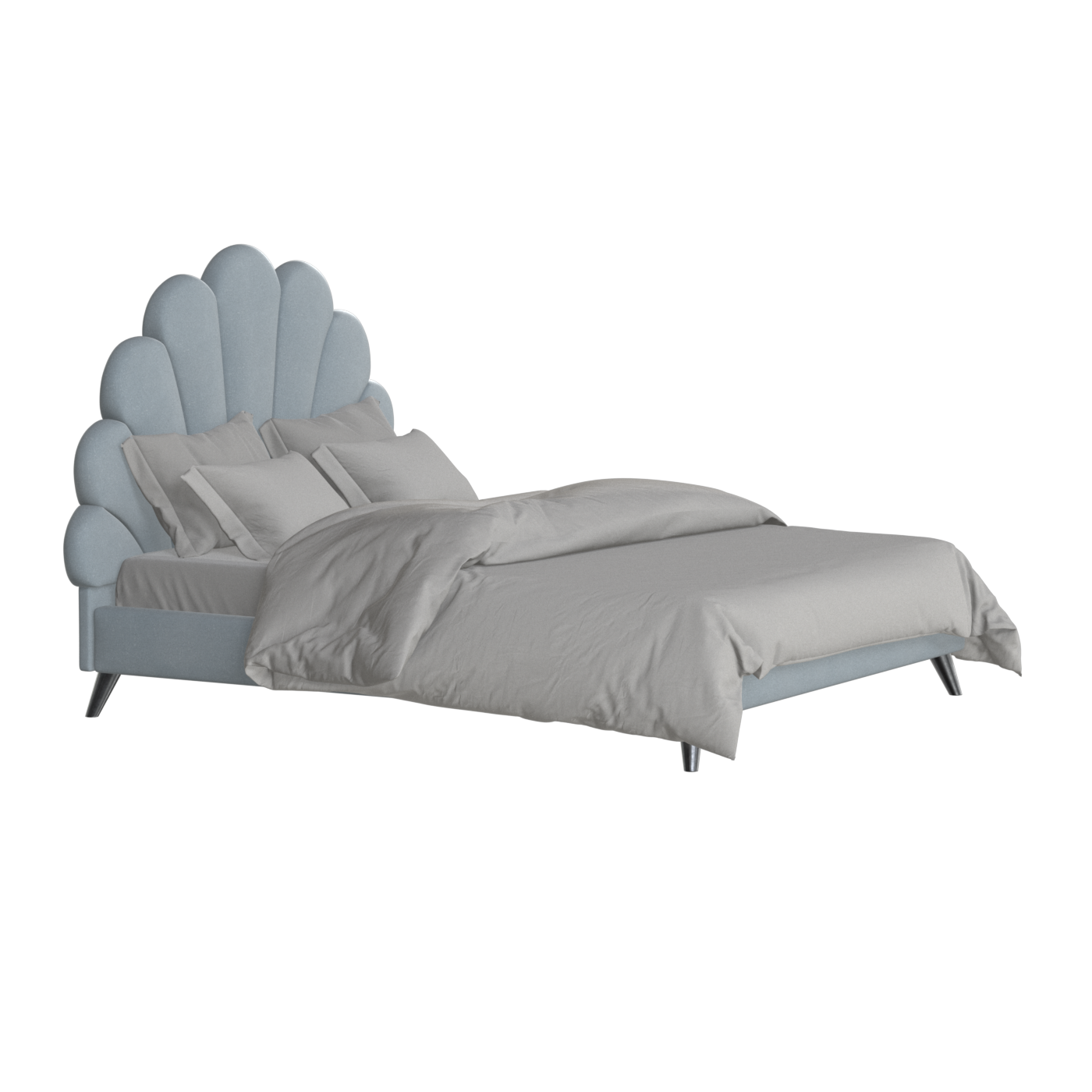 Evelina Curved Headboard Bed in Soft Upholstery