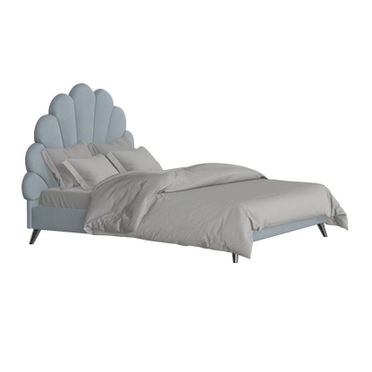 Evelina Curved Headboard Bed in Soft Upholstery