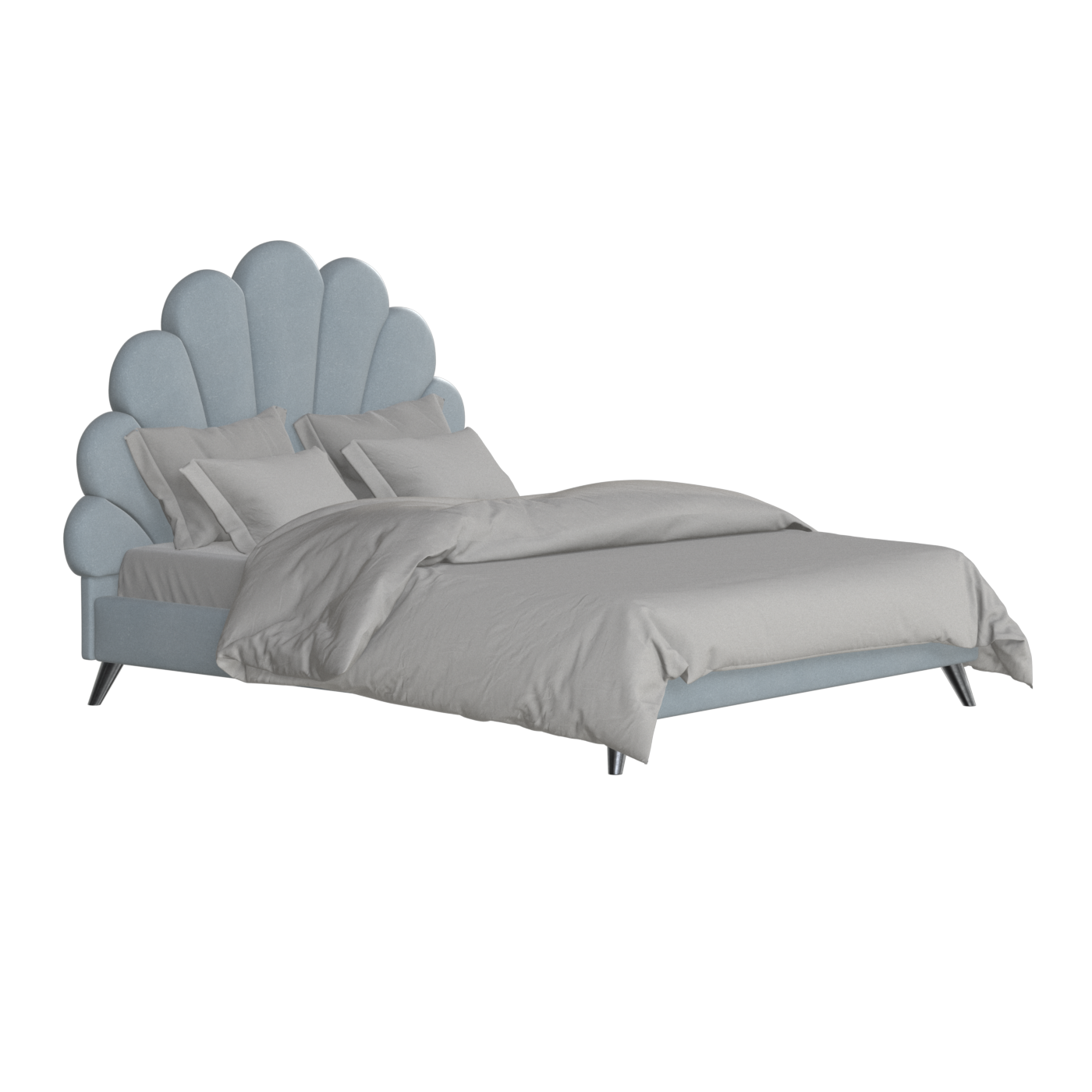 Evelina Curved Headboard Bed in Soft Upholstery