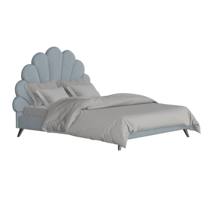 Evelina Curved Headboard Bed in Soft Upholstery