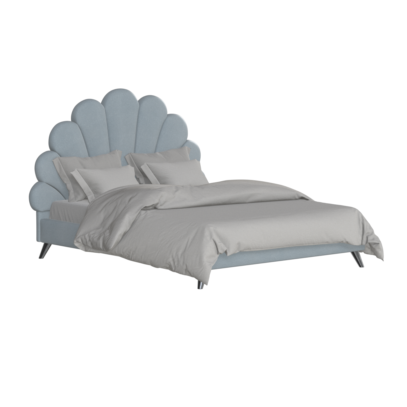 Evelina Curved Headboard Bed in Soft Upholstery