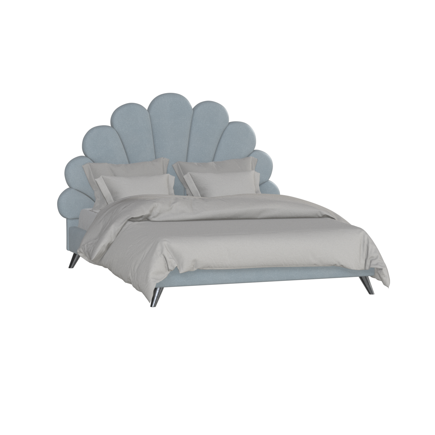 Evelina Curved Headboard Bed in Soft Upholstery