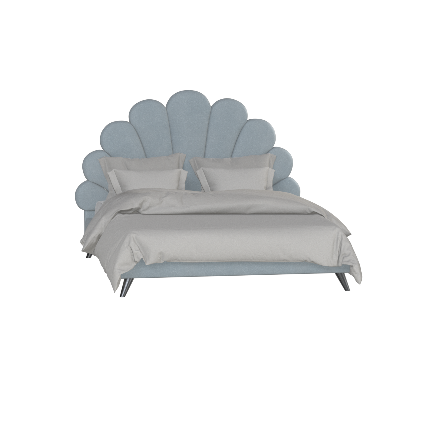 Evelina Curved Headboard Bed in Soft Upholstery