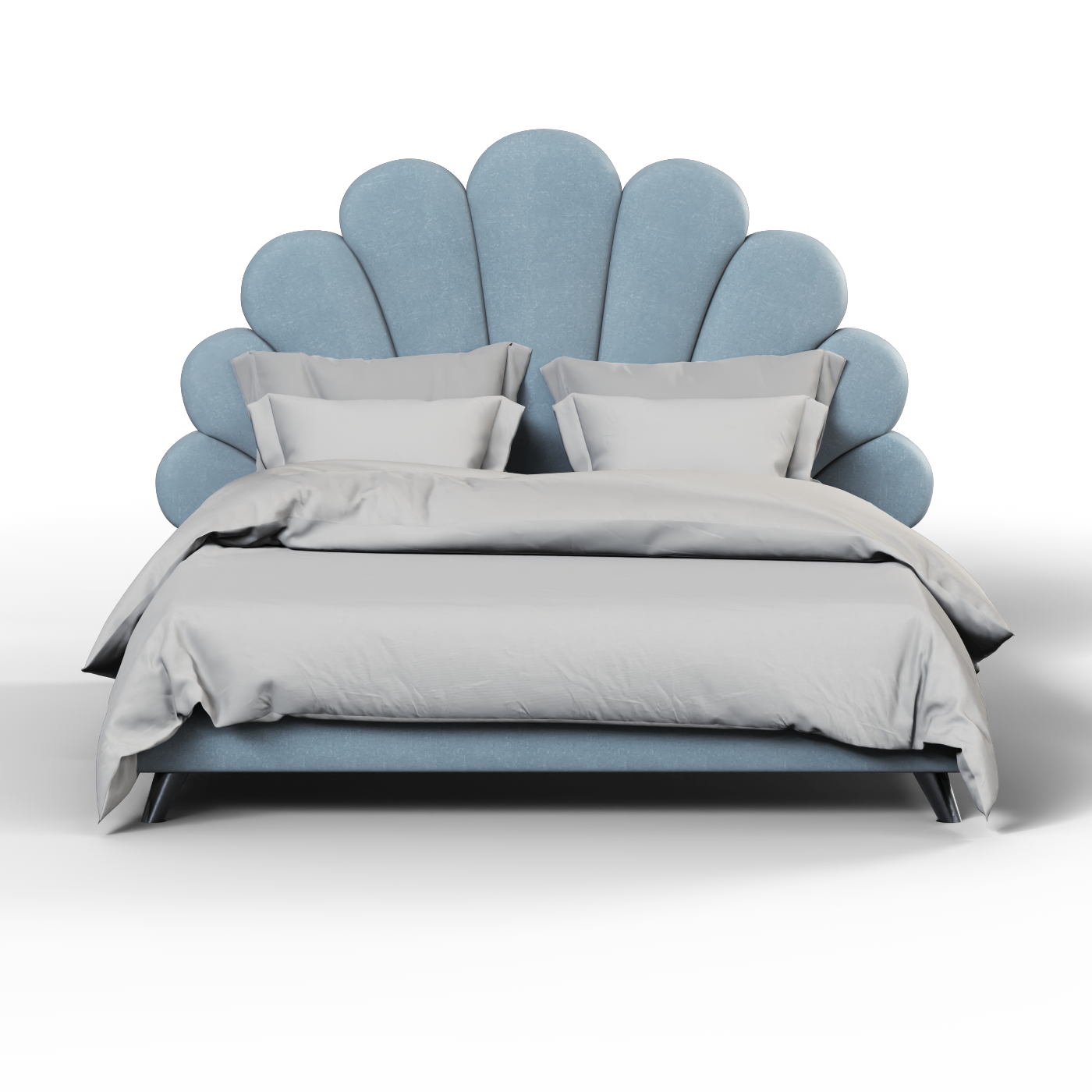 Evelina Curved Headboard Bed in Soft Upholstery