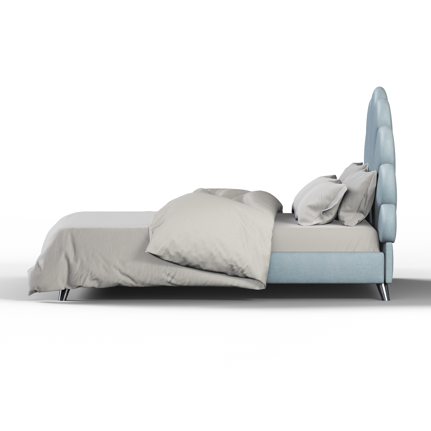 Evelina Curved Headboard Bed in Soft Upholstery