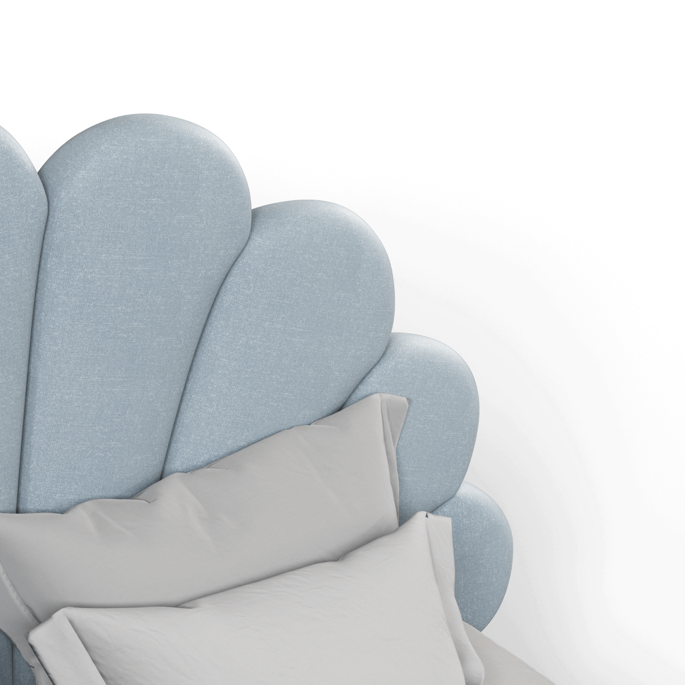 Evelina Curved Headboard Bed in Soft Upholstery