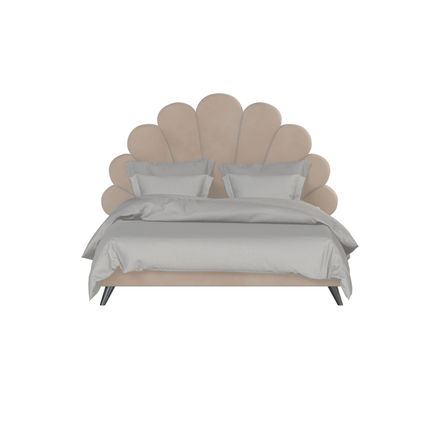 Evelina Curved Headboard Bed in Soft Upholstery