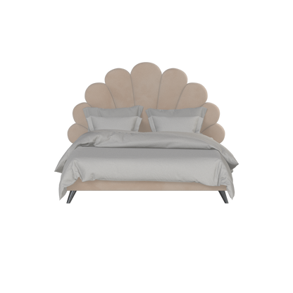 Evelina Curved Headboard Bed in Soft Upholstery