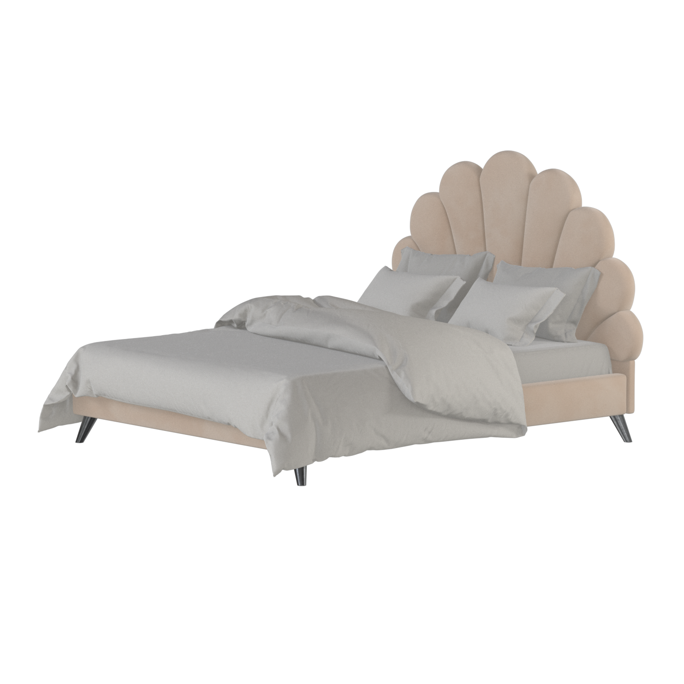 Evelina Curved Headboard Bed in Soft Upholstery