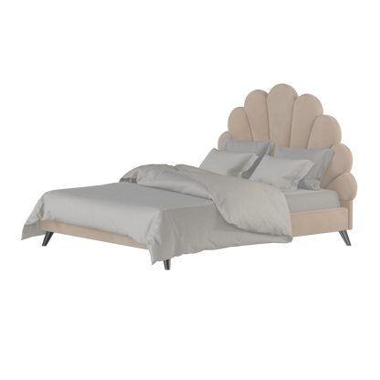 Evelina Curved Headboard Bed in Soft Upholstery