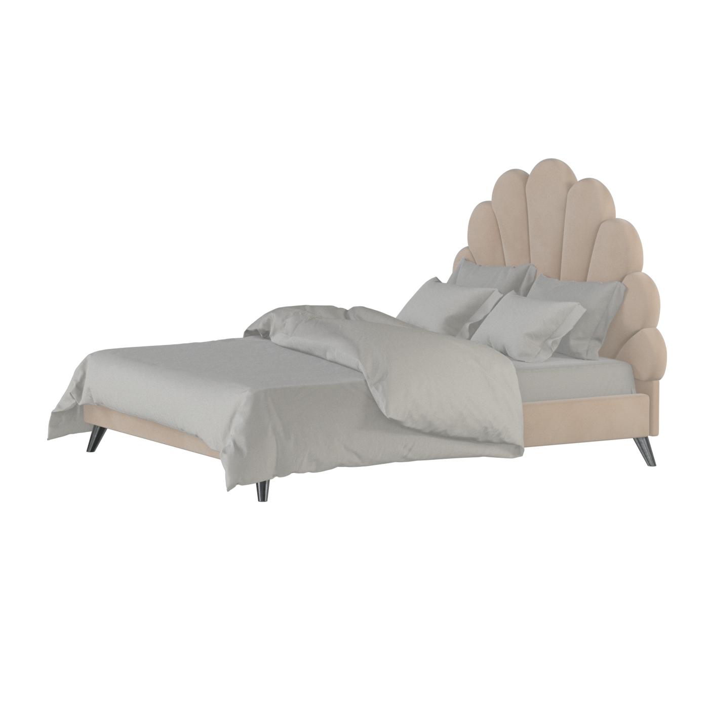 Evelina Curved Headboard Bed in Soft Upholstery