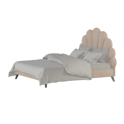 Evelina Curved Headboard Bed in Soft Upholstery