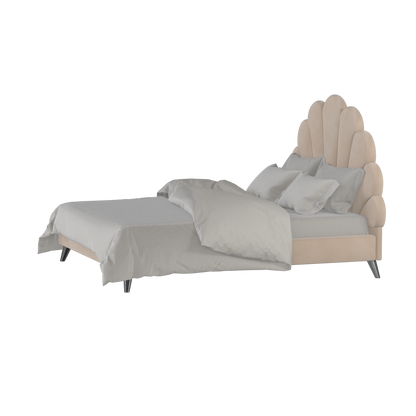 Evelina Curved Headboard Bed in Soft Upholstery