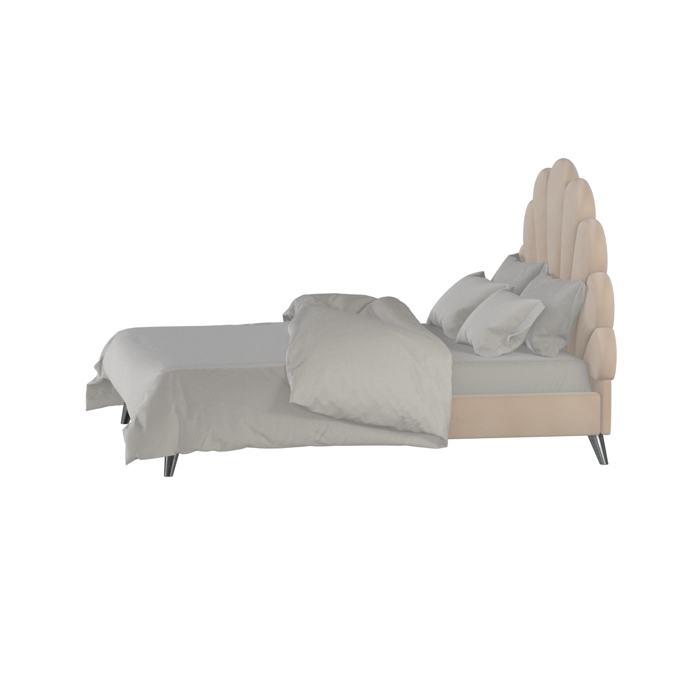 Evelina Curved Headboard Bed in Soft Upholstery