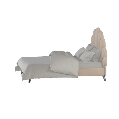 Evelina Curved Headboard Bed in Soft Upholstery