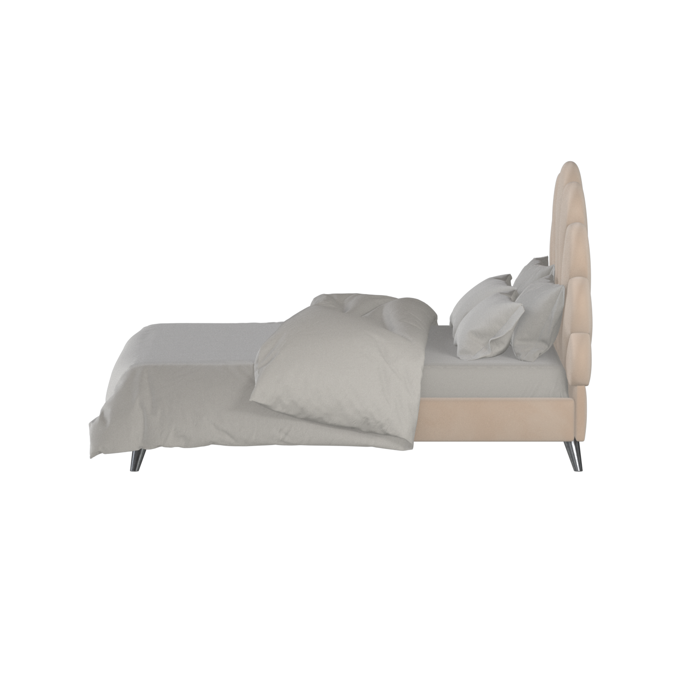 Evelina Curved Headboard Bed in Soft Upholstery