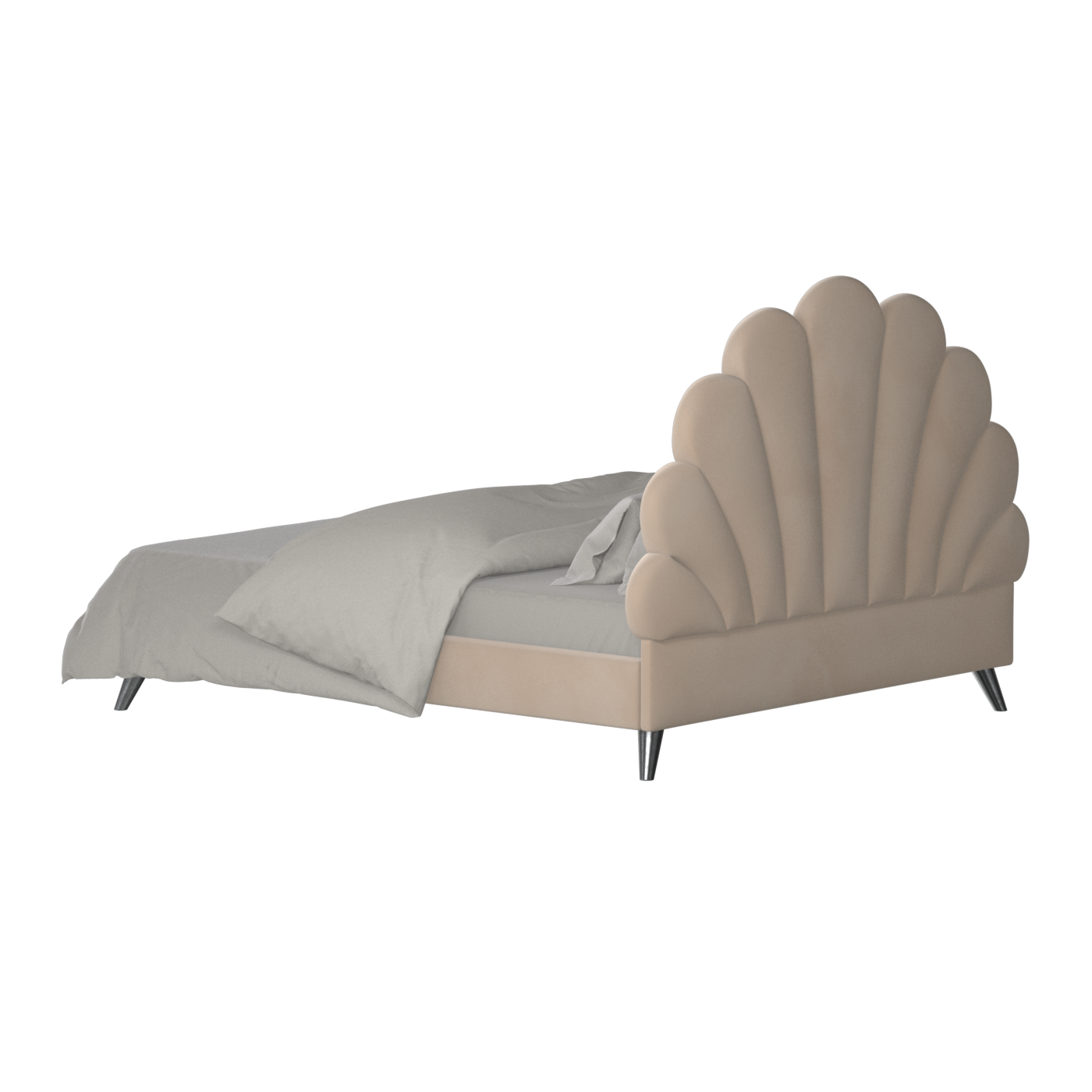 Evelina Curved Headboard Bed in Soft Upholstery