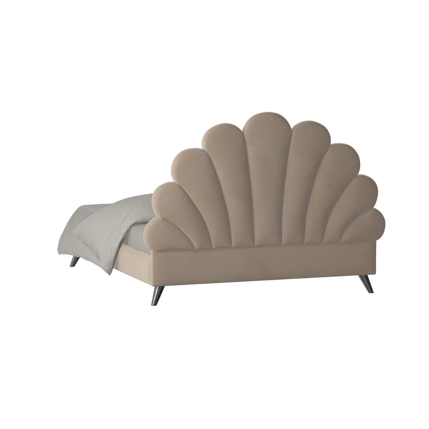 Evelina Curved Headboard Bed in Soft Upholstery