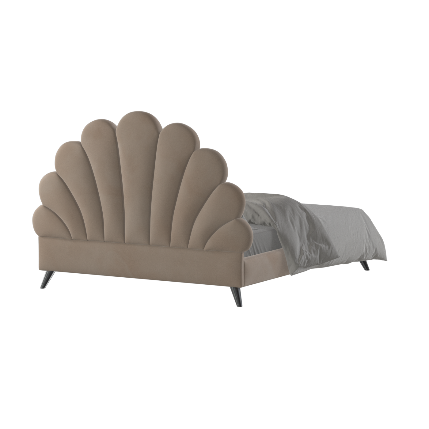 Evelina Curved Headboard Bed in Soft Upholstery