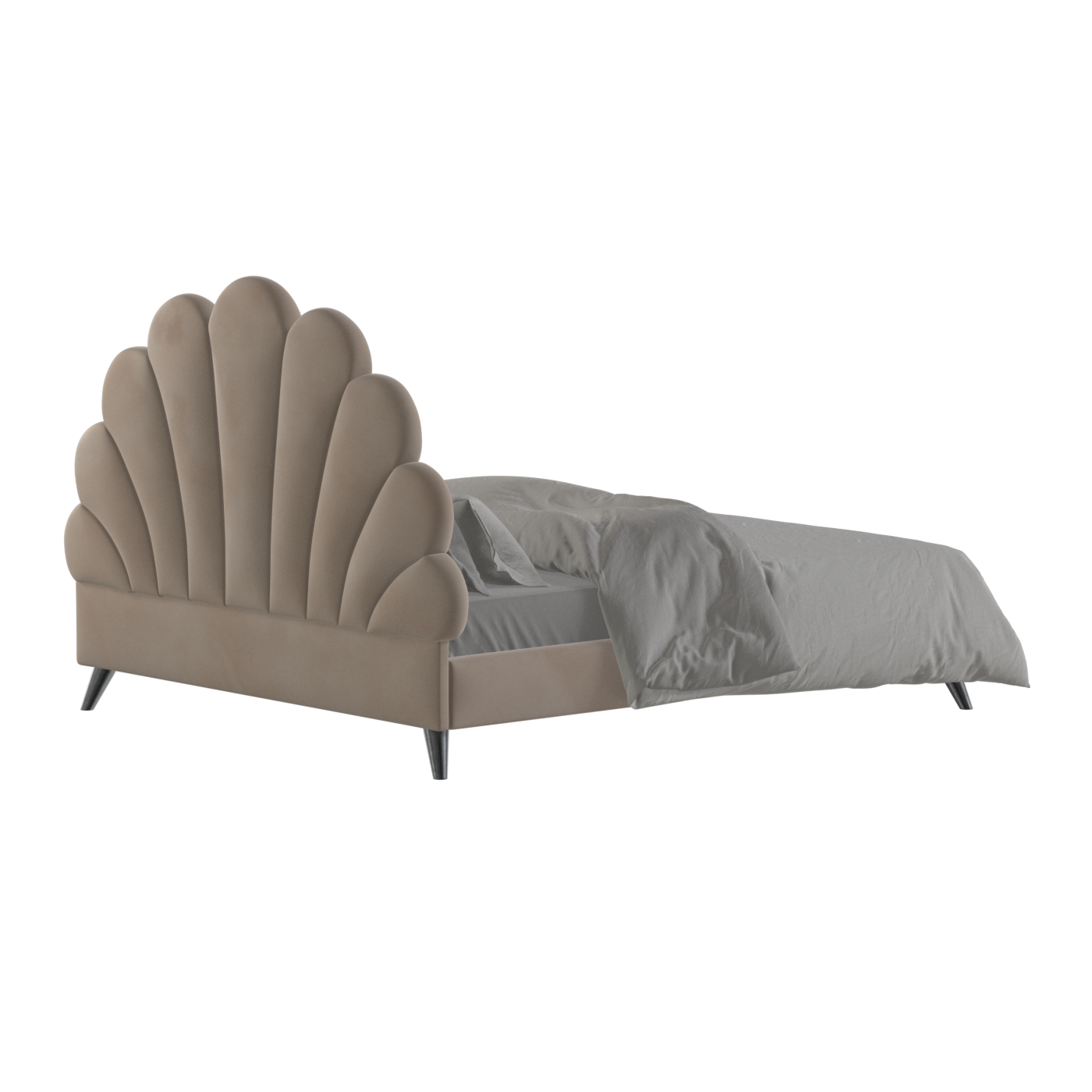 Evelina Curved Headboard Bed in Soft Upholstery