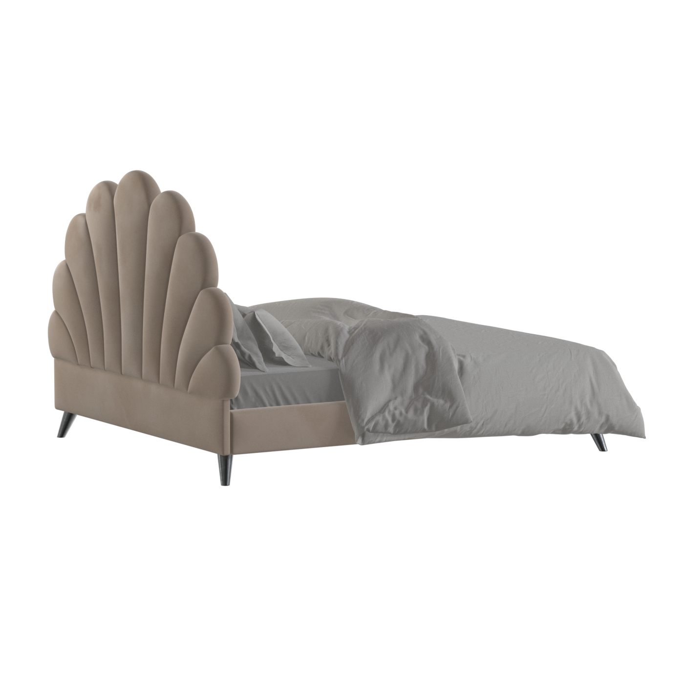 Evelina Curved Headboard Bed in Soft Upholstery