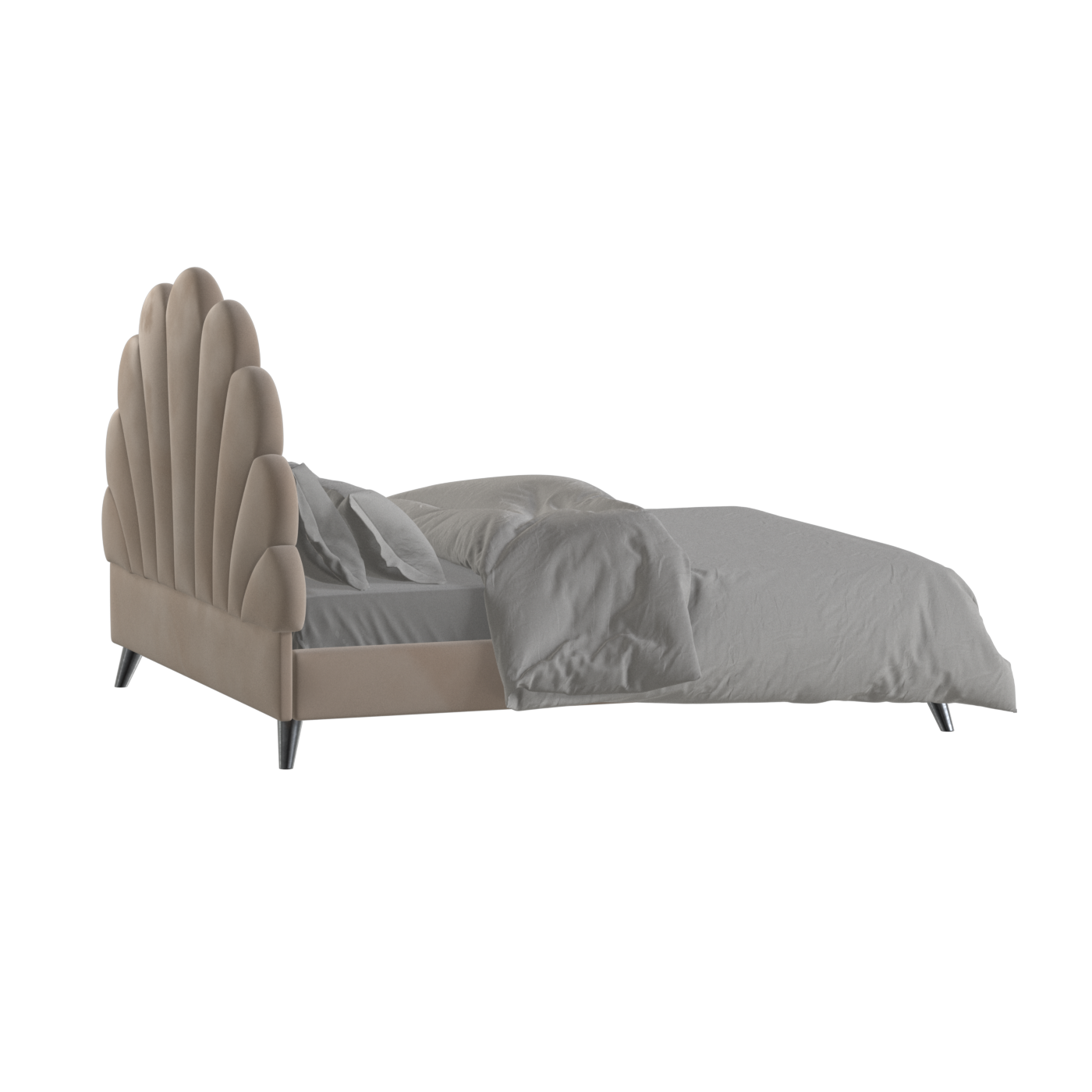Evelina Curved Headboard Bed in Soft Upholstery