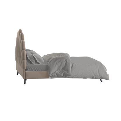 Evelina Curved Headboard Bed in Soft Upholstery