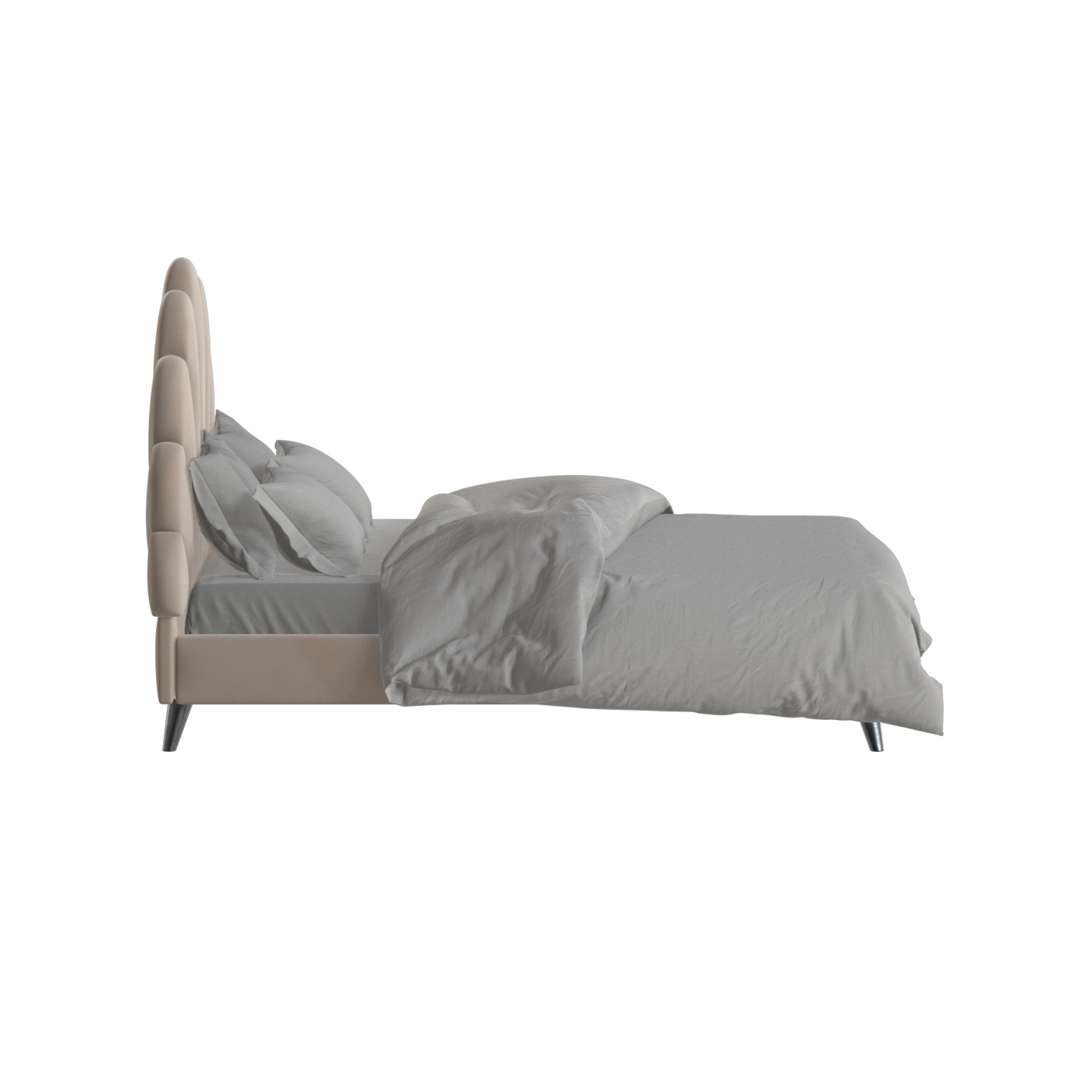 Evelina Curved Headboard Bed in Soft Upholstery