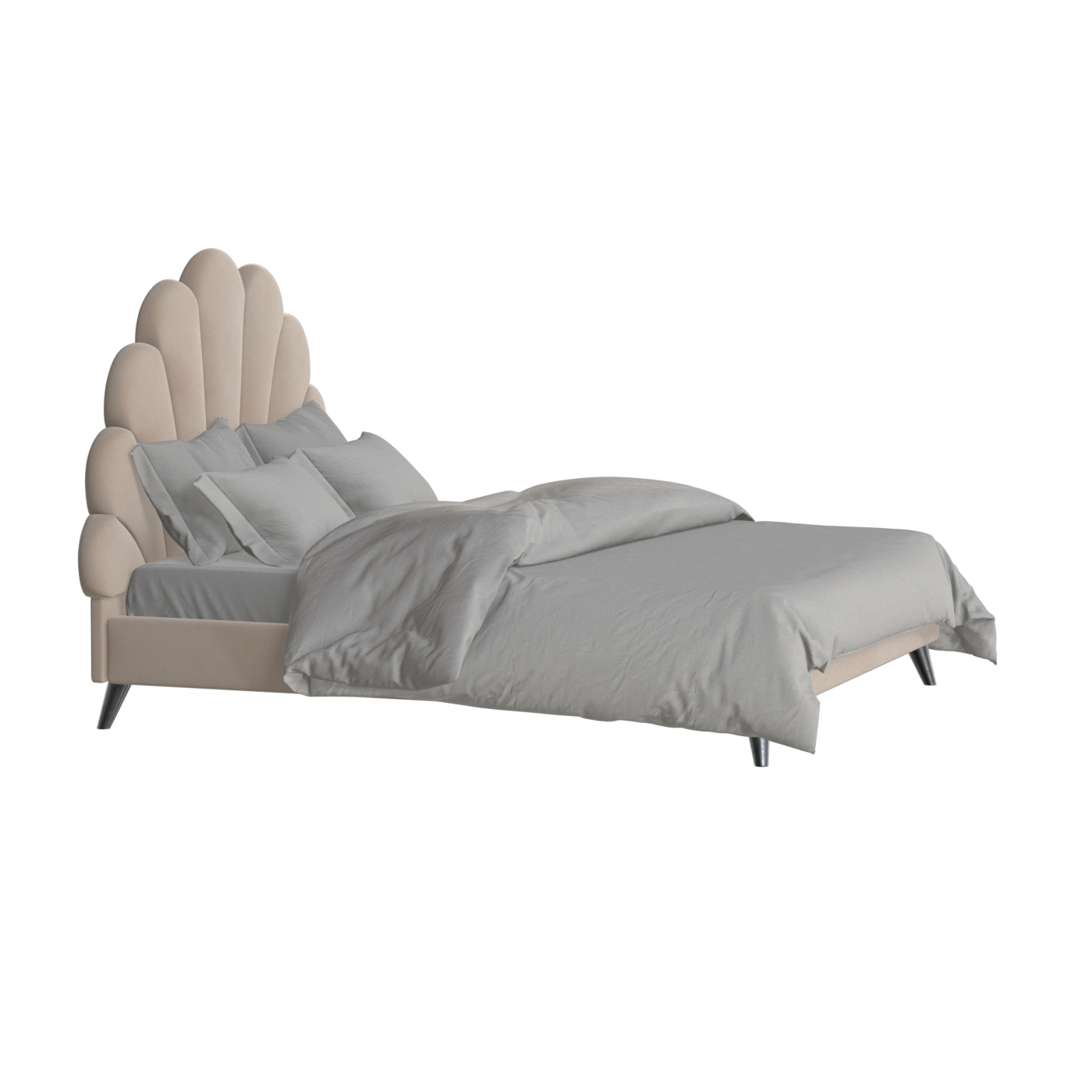 Evelina Curved Headboard Bed in Soft Upholstery