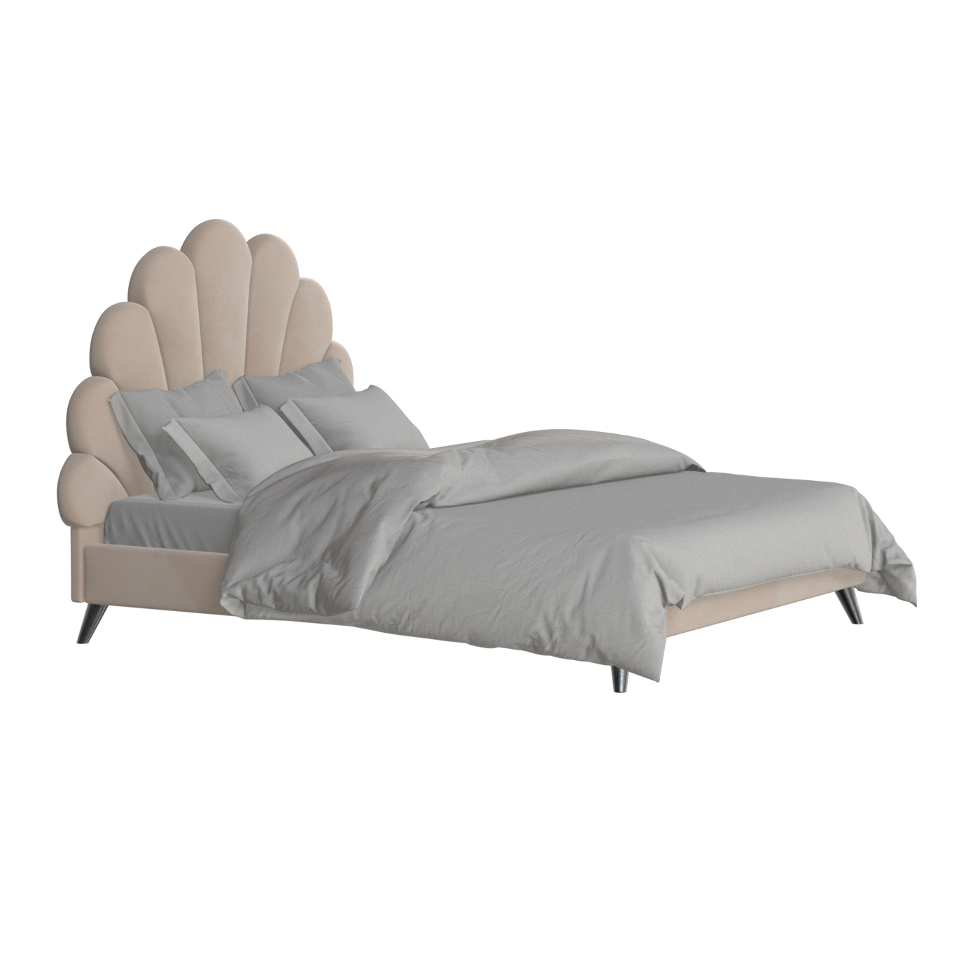 Evelina Curved Headboard Bed in Soft Upholstery