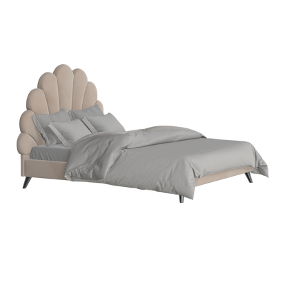 Evelina Curved Headboard Bed in Soft Upholstery