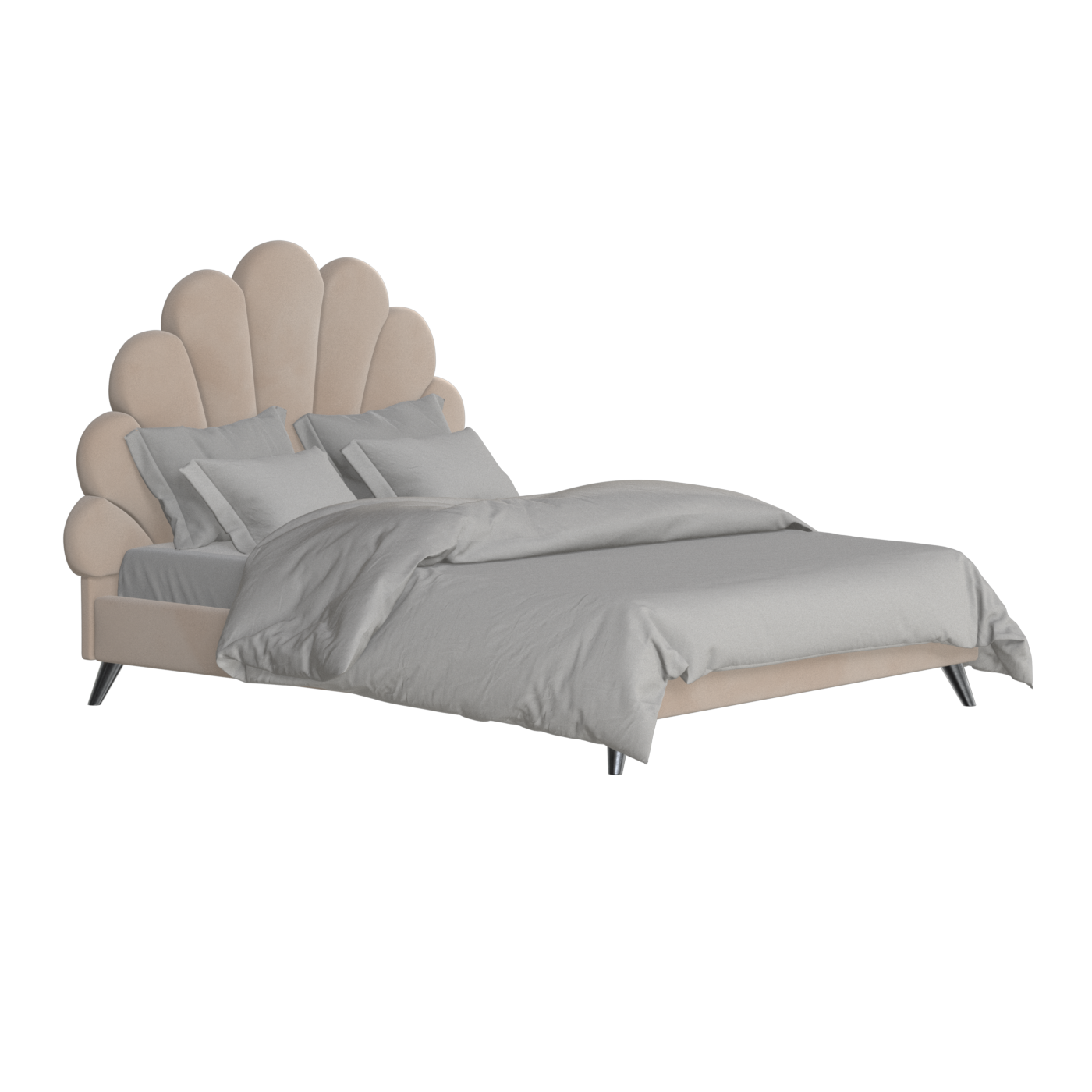Evelina Curved Headboard Bed in Soft Upholstery