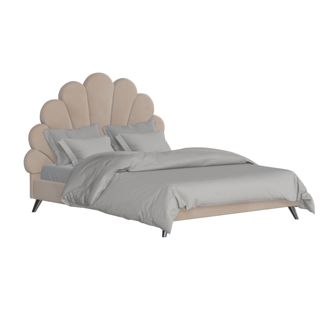Evelina Curved Headboard Bed in Soft Upholstery