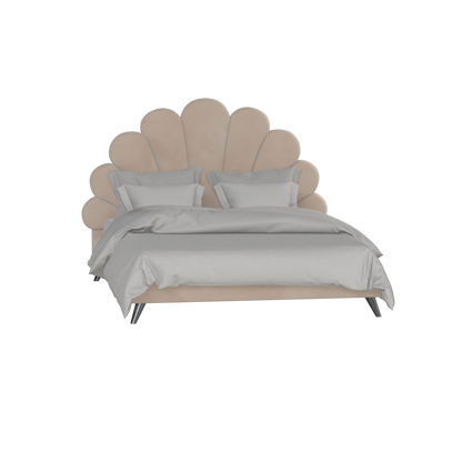 Evelina Curved Headboard Bed in Soft Upholstery