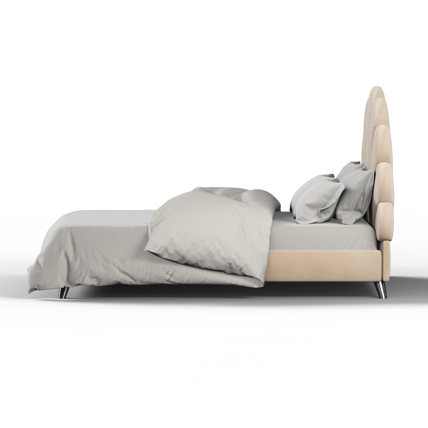 Evelina Curved Headboard Bed in Soft Upholstery