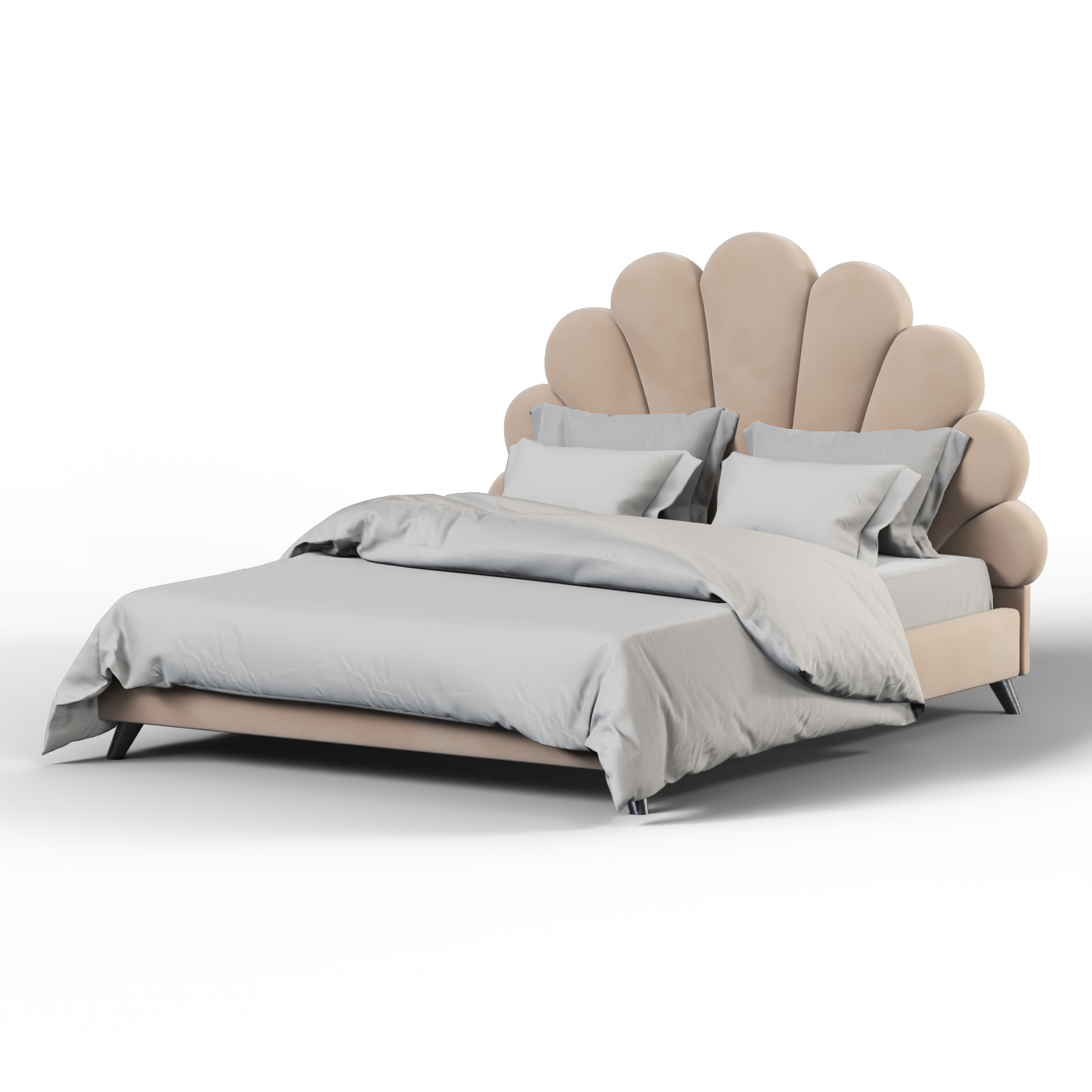 Evelina Curved Headboard Bed in Soft Upholstery