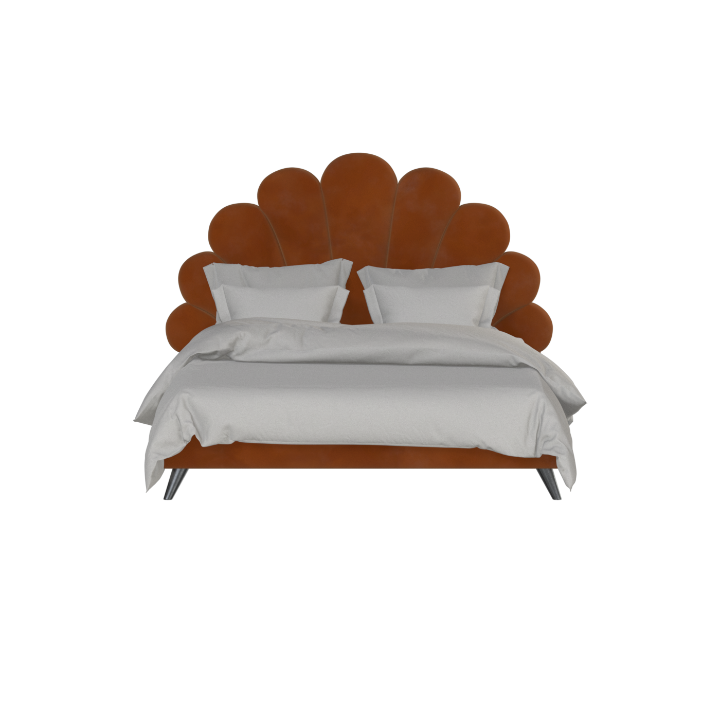 Evelina Curved Headboard Bed in Soft Upholstery