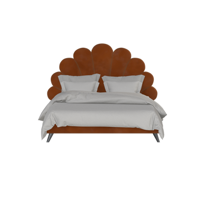 Evelina Curved Headboard Bed in Soft Upholstery