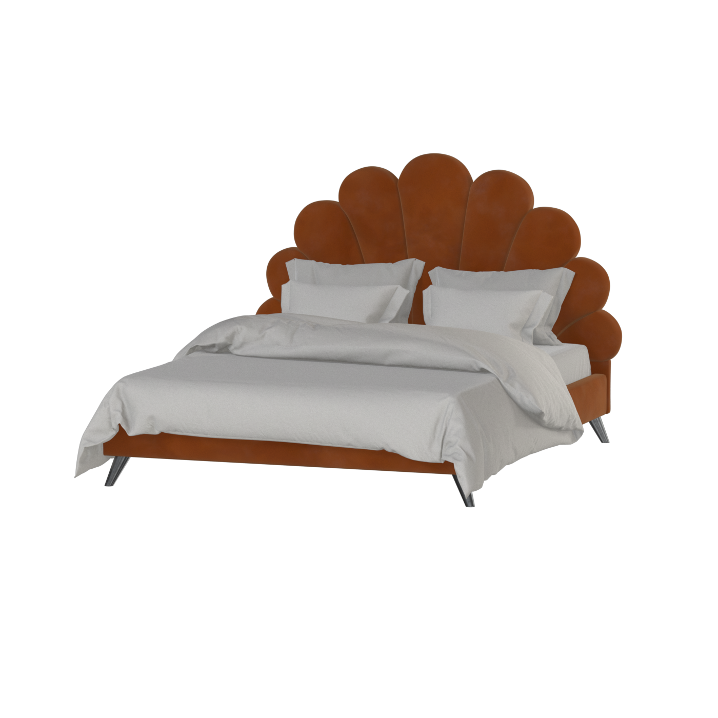 Evelina Curved Headboard Bed in Soft Upholstery