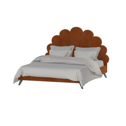 Evelina Curved Headboard Bed in Soft Upholstery
