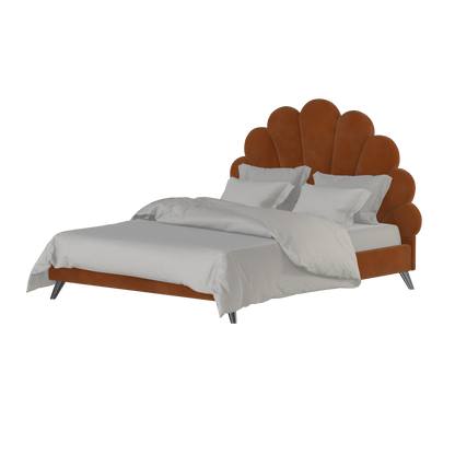 Evelina Curved Headboard Bed in Soft Upholstery